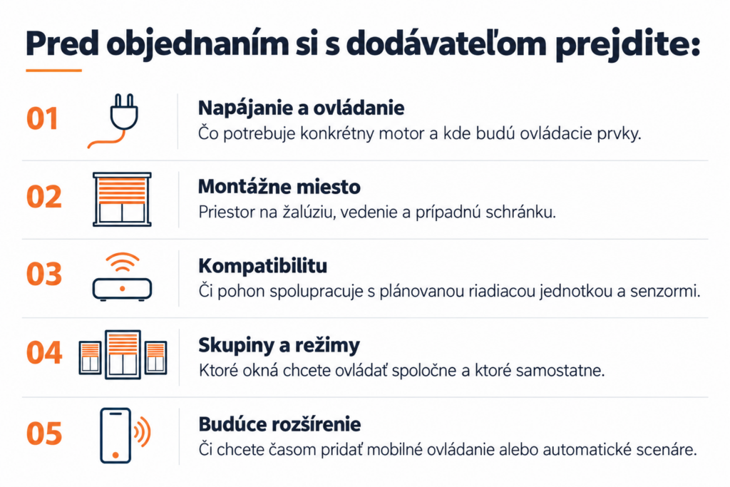kontrolný zoznam, elektrické a smart žalúzie
